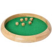 Würfelplatte aus Holz mit 6 Spielwürfeln