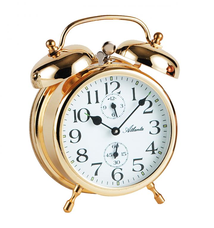 Atlanta Reisewecker Gold Geräuscharm Quartz Analog Wecker 1696 Neu Alarm Clock 